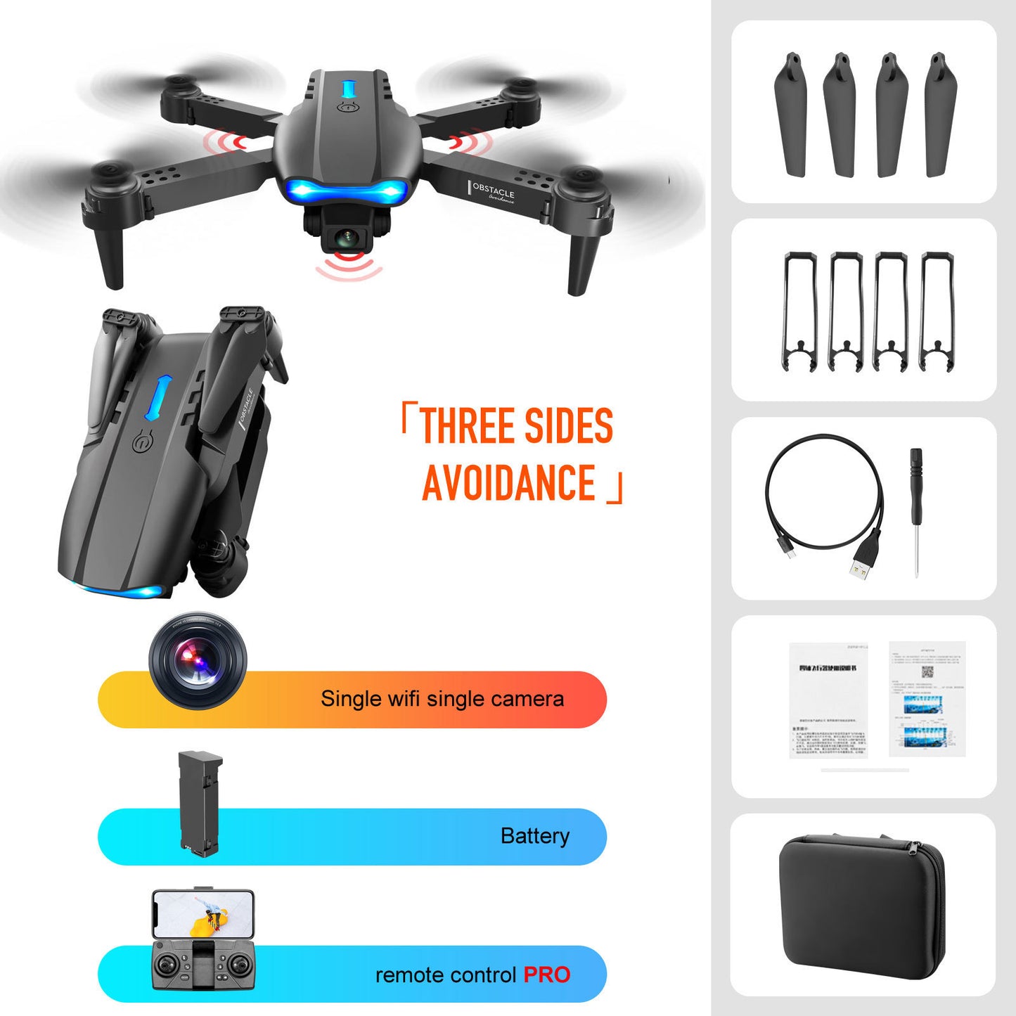 4K Dual Camera Three-sided Obstacle Avoidance Drone