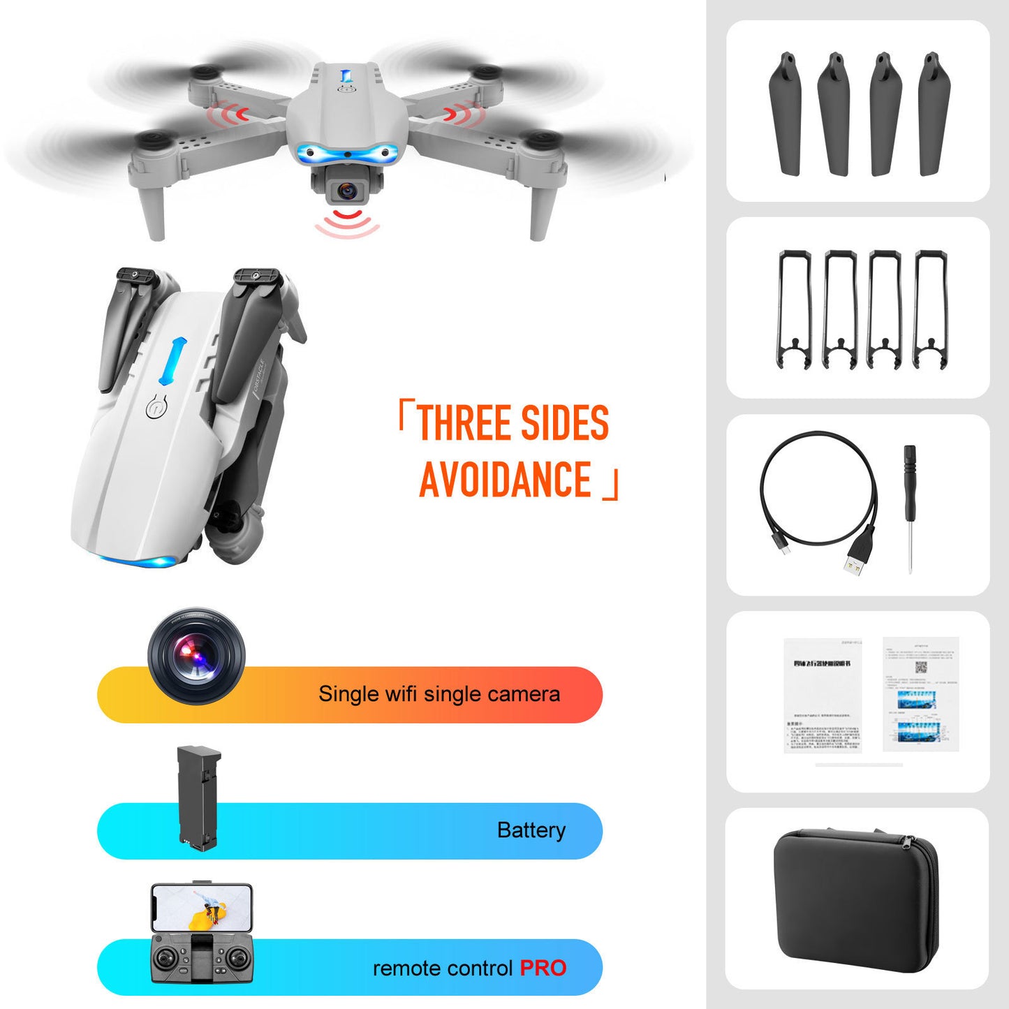 4K Dual Camera Three-sided Obstacle Avoidance Drone